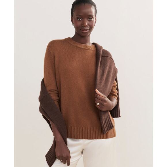 Jenni Kayne Women's Brown Cashmere Oversized Crewneck Sweater Size XL - Picture 1 of 8